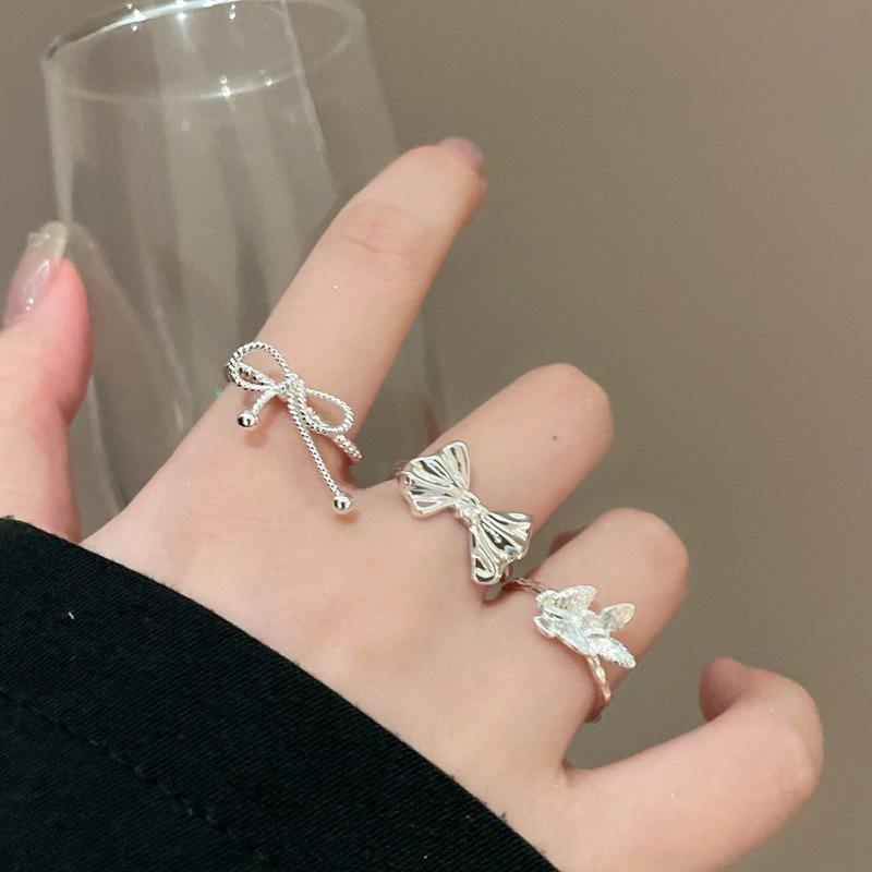 Stackable Butterfly Knot Ring - Women's Geometric, Adjustable, Versatile, Popular Index Finger Jewelry