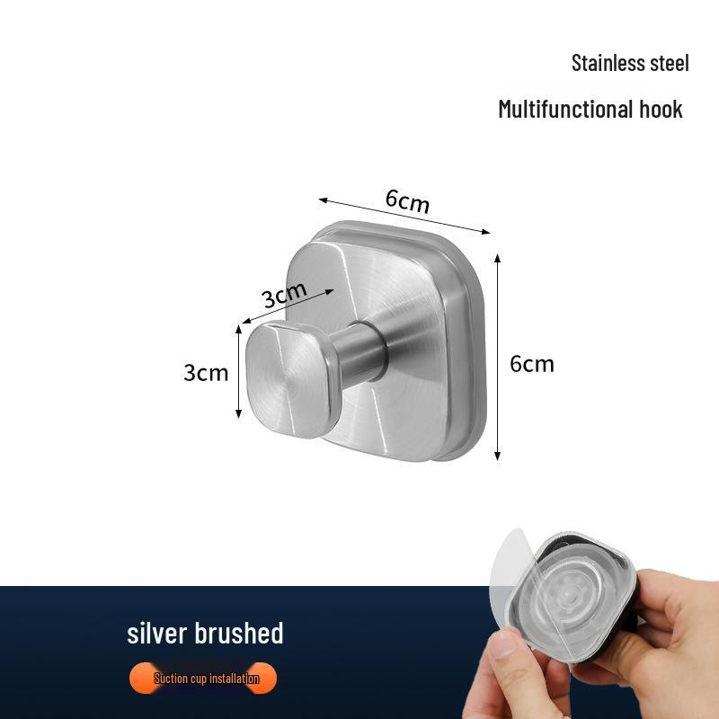 Stainless Steel No-Punch Vacuum Suction Cup Hook for Kitchen & Bathroom