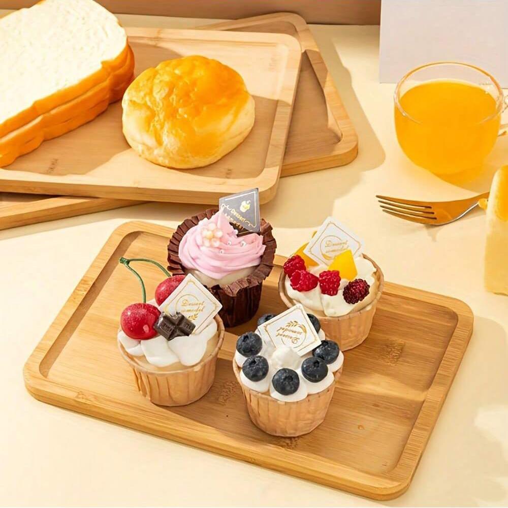 1 Pc Simple Square Wooden Tray, Thickened Restaurant Teahouse Cafe Beverage Tray for Home Kitchen