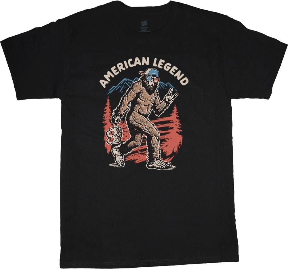 American Legend Sasquatch Funny T-shirt Mens Graphic Tees Dad Gifts Fathers Day L