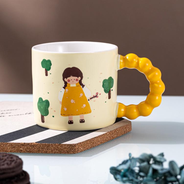 Cute Girl Ceramic Mug Coffee Cup Girl Heart High Looking Water Cup Creative Souvenir Cup Souvenir Gift