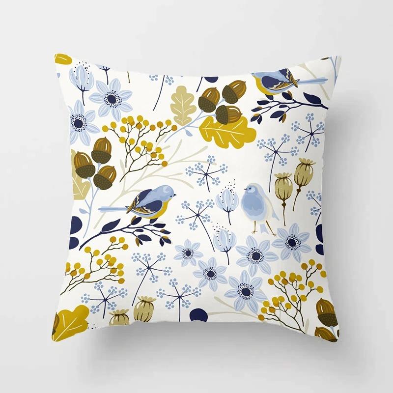 Birds and Flowers Decorative Pillowcases Living Room Office Home Pillowcases Car Ornaments