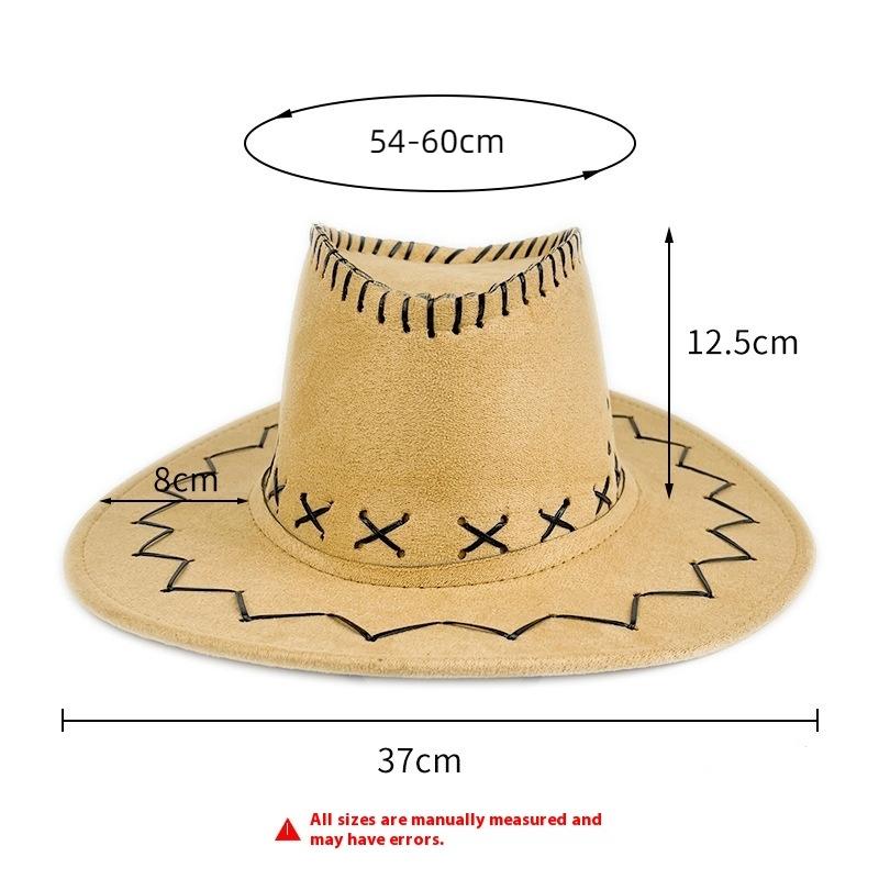 1Pieces Women Men Cowboy Hat Western Suede Cowgirl Hats Fashion West Fancy Dress Party Headwear Unisex Cap Mountaineering Scarf