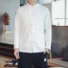 Men's Chinese-Style Linen Shirt: Hanfu-Inspired, Cotton Blend, Buttoned, Collared, Large Size Options Available.