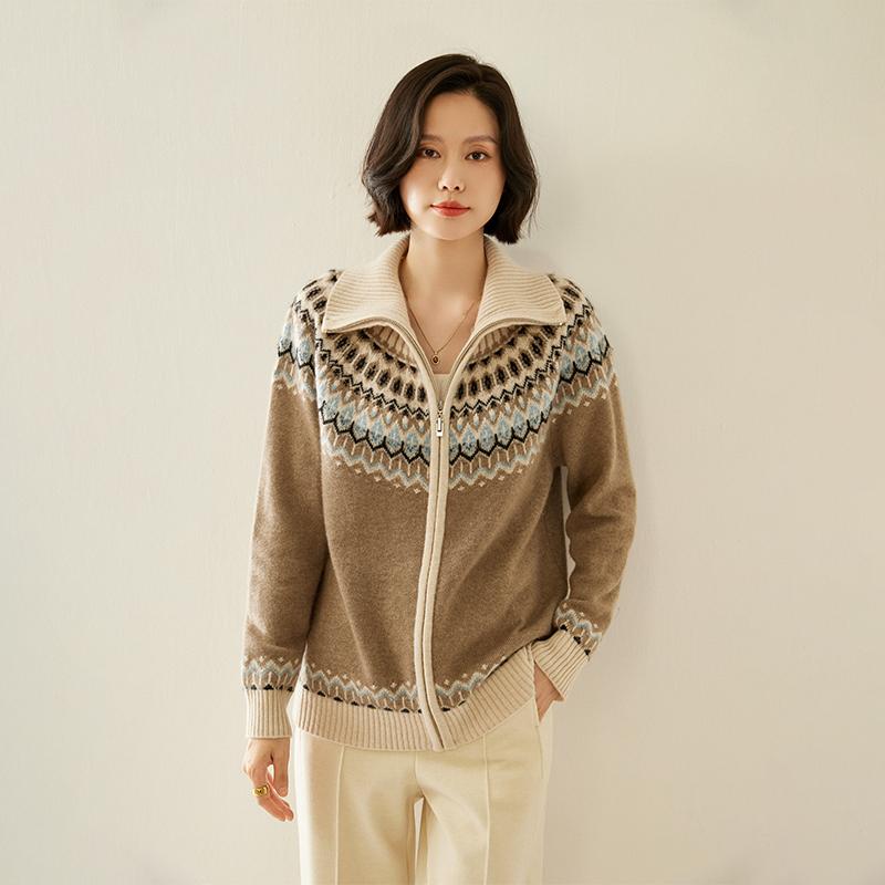 

Жіночий кашеміровий светр Qinghe кашемір 30% кашемір 70% вовна Осінньо-зимовий кашеміровий пуловер м який і теплий L коричневий