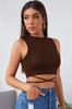 Women's Fashion New Blouse Female Black Cross Tie Crop Top Blouse