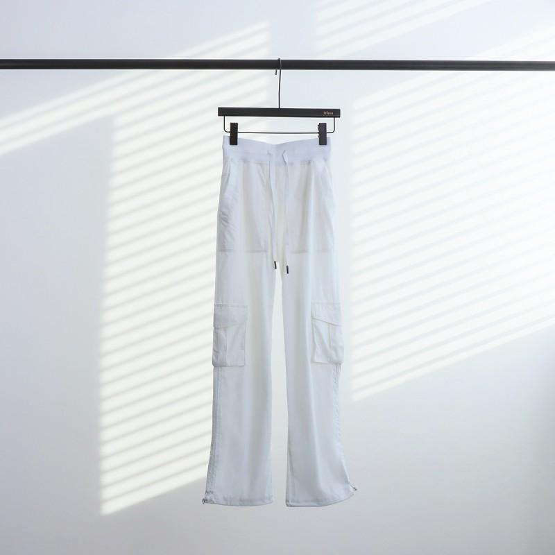 LU Womens Cargo Pants Loose Fit Mid Rise Pockets Yoga Long Trousers