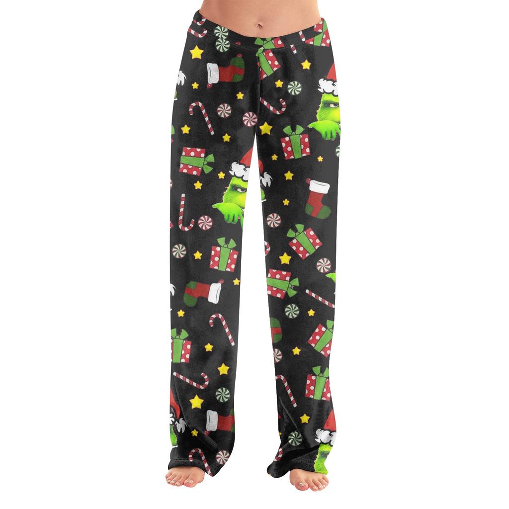 Women's Christmas Print Pants, Casual Pajama Bottoms for Holiday Wear