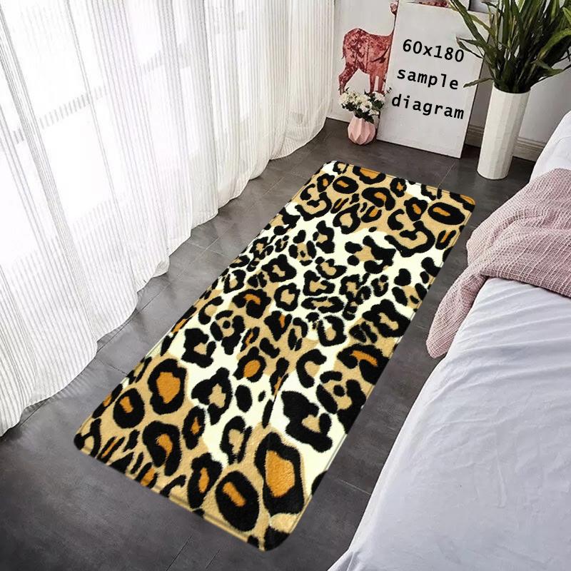 Doormat Flannel Floor Mat Leopard Grain Indoor Foot Rug Bedside Mats Kitchen Corridor Water Absorbent Carpet Ideal Balcony Decor