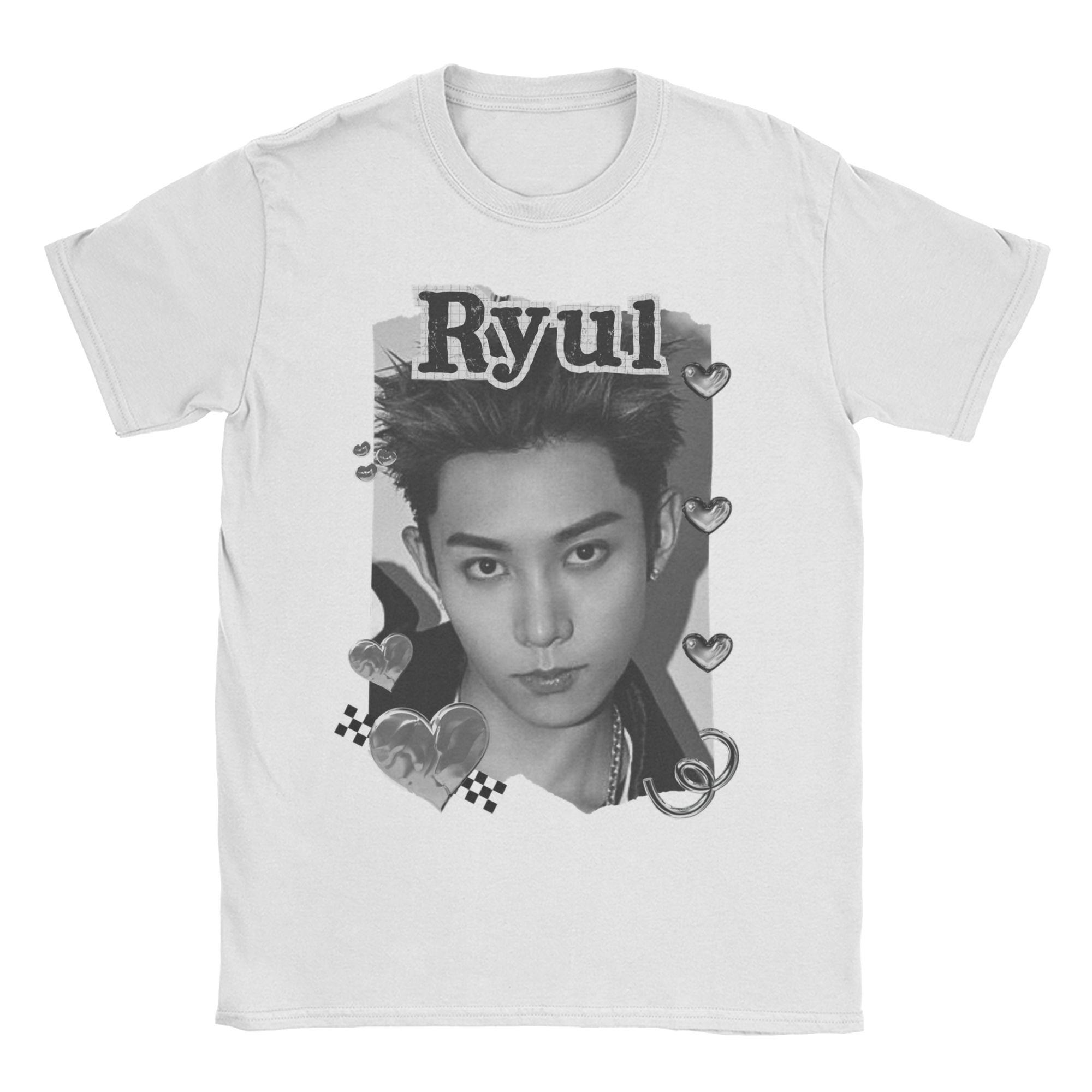 Lngshot Ryul Rising K-Pop Hip-Hop Group kpop T-Shirt for Unisex Women  100% Cotton Tee Shirt Short Sleeve T Shirt Printed Tops S