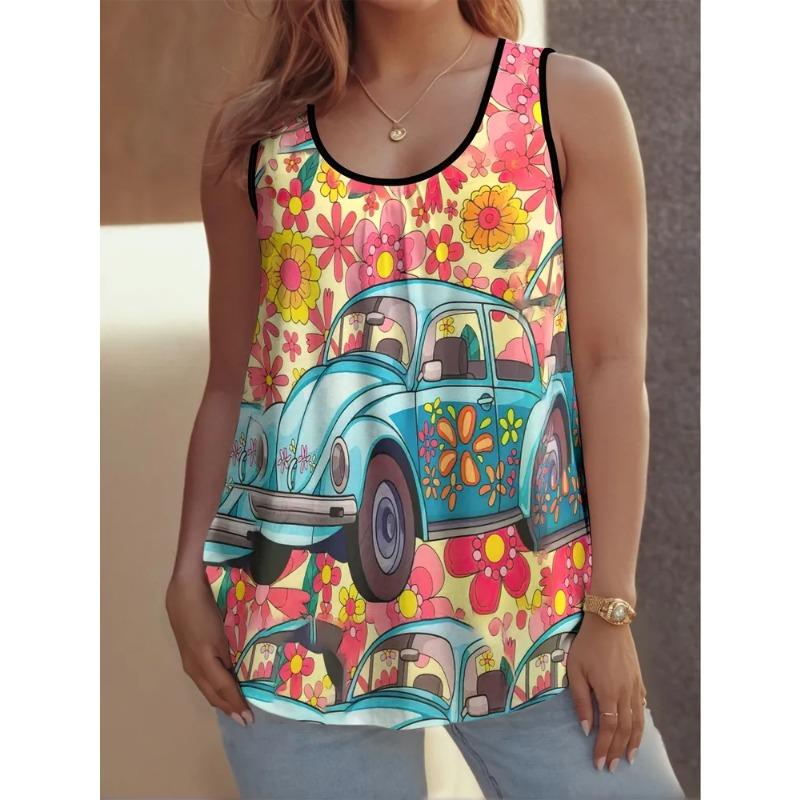 Dámská bezrukávová vesta Kreativní barevný potisk Volný časová Volná Módní Všestranná Letní Nadměrná vesta