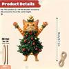 6PCS Wooden Cat Christmas Ornaments – Cute 2D Xmas Tree Hanging Pendants for Holiday Home, Window & Party Decor