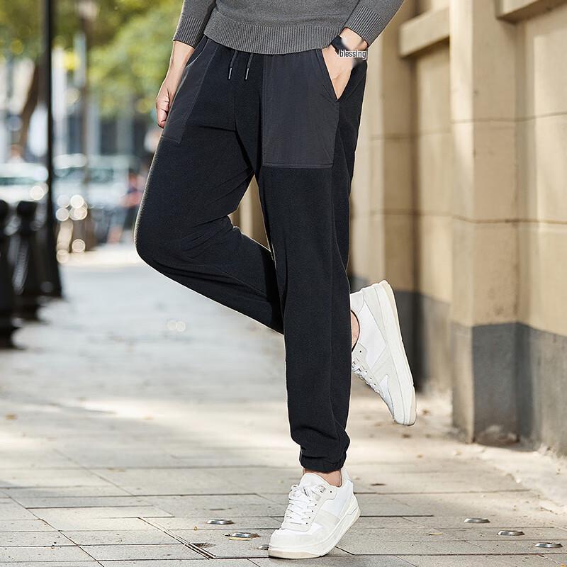 FAPAI Men's Fleece Windproof Straight-Leg Jogger Pants