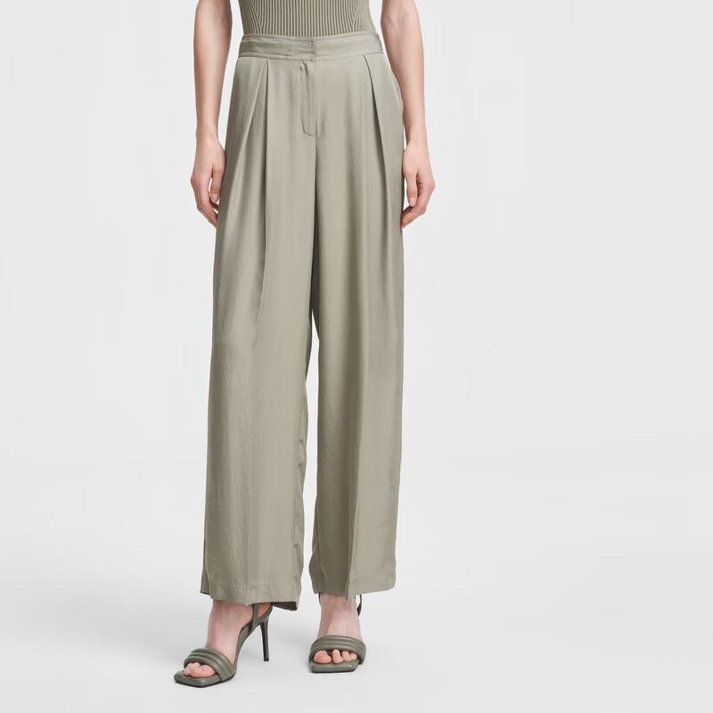 ELLASSAY Women s Tri-Acetate Drape Straight-Leg Pants S