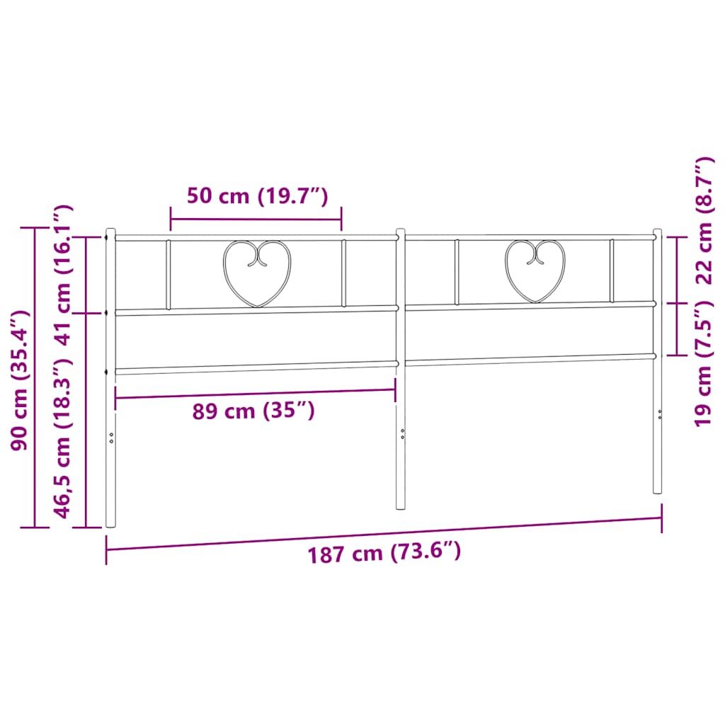 Replacement Headboard Metal Black 180 Cm