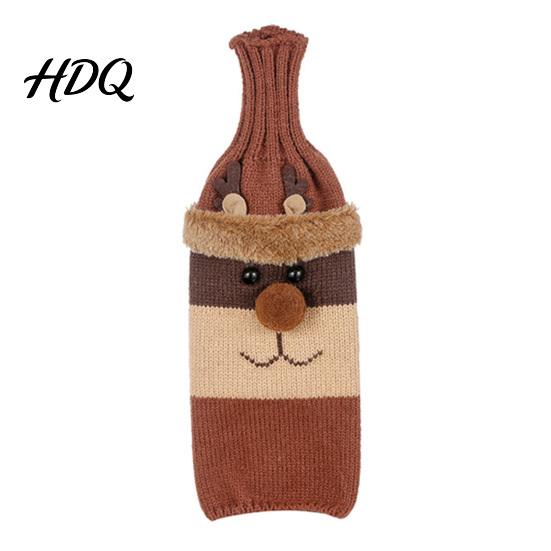 Reusable Wine Bottle Gift Bag Christmas Cover Holiday Knitted Champagne Bag Snowman Santa Claus Decorations Elk Sweater for New Year Party