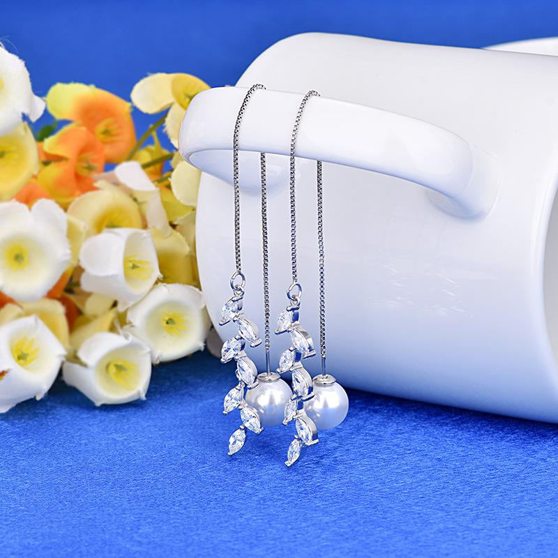 Earrings Temperament Long Pearls Female Students' Earrings Versatile Tassel Earrings Earrings Earrings Anti-allergic