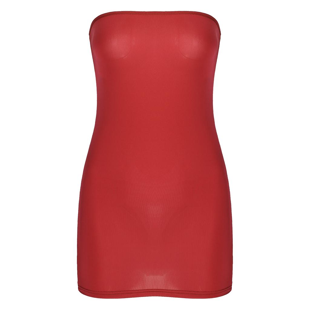 Womens Stretchy Strapless Pencil Dress Semi see through Mini Bikini Cover Ups