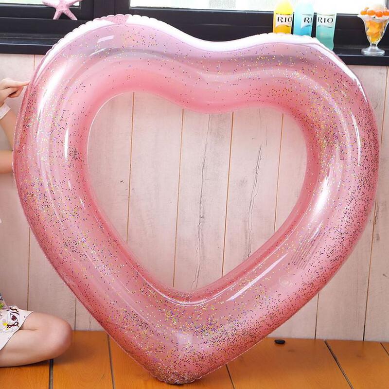 Transparent Sequin Heart-shaped Inflatable Swim Ring