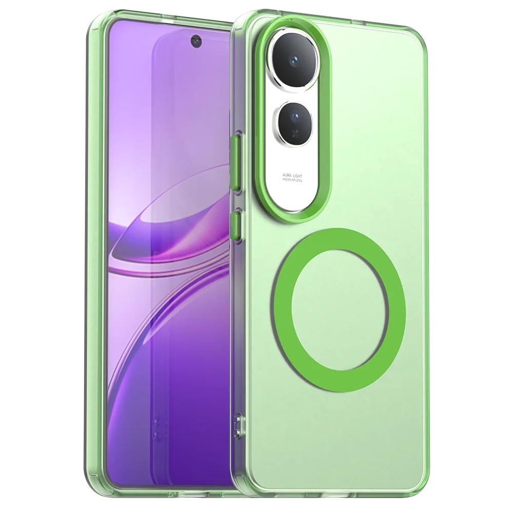Magnetic Wireless Charging Case For Vivo V50 Lite 5G Cover Candy Colors Transparent Back Shell Fundas Coque