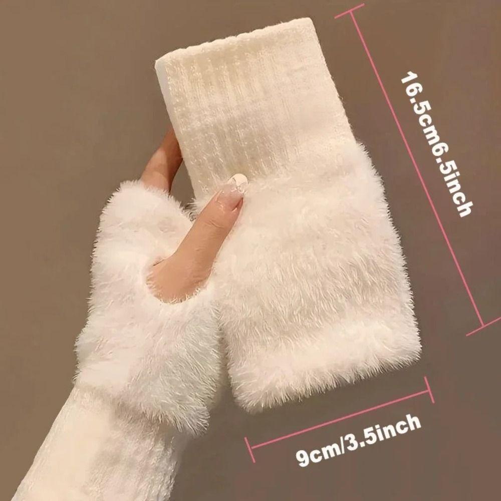 1 Pair Polyester Fibre Knitted Gloves Warm Insulation Fingerless Gloves Fashion Wrist Cover  Winter