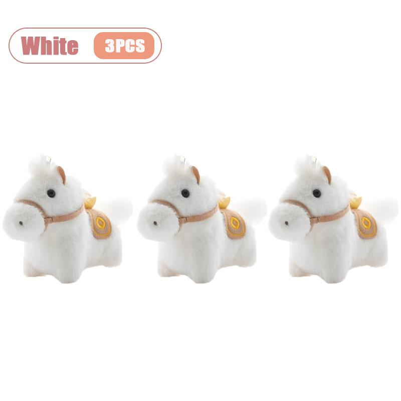 Realistic Pony Doll Horse Year Mascot Plush Toy Keychain Childrens Play Ornament Hanging Charm Animal Collectible Gift Accessory