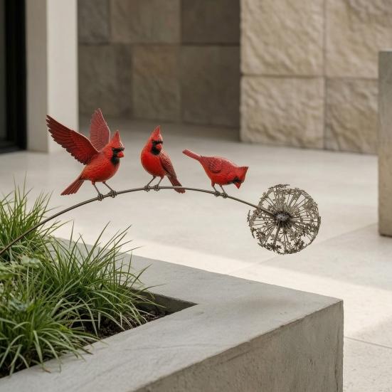Gedenk-Gartenstecker Tierstecker, Rustikale Hofkunst-Dekorationen mit Löwenzahn-Akzent, Metall-Außen-Deko-Skulptur für Rasen Terrasse Blumenbeet