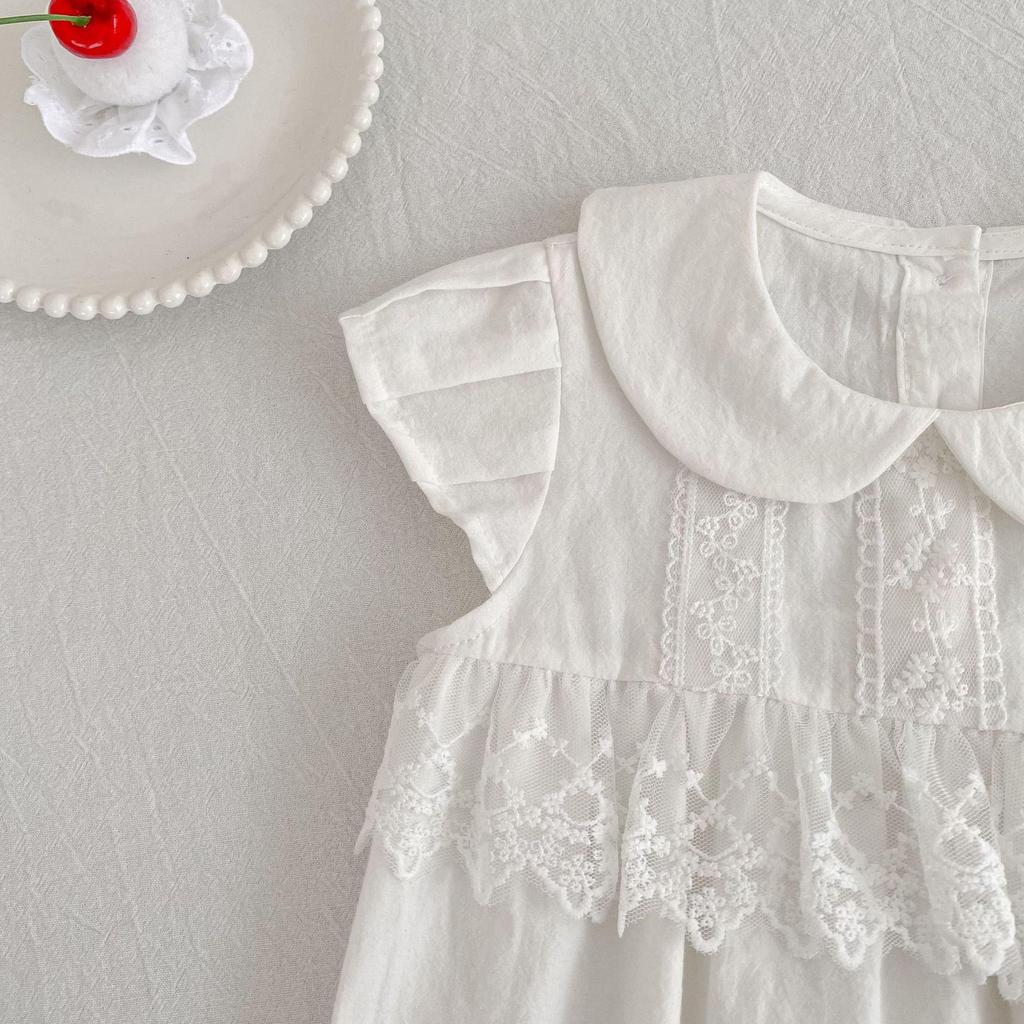 Sommer-Baby-Mädchen-Body & Strampler im koreanischen Stil - Stilvolles Krabbel-Outfit mit Vollmond-Design und Windelschutz für unterwegs