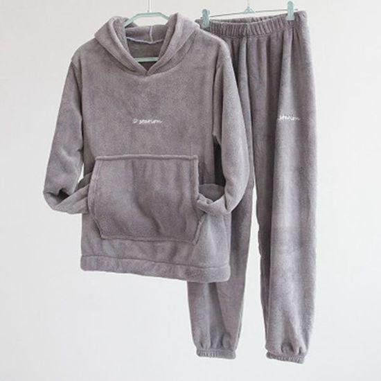 Winter Lose Home Wear Korallen Fleece Doppelseitige Samt Pyjamas Oansatz Lange ärmeln Hosen Warme Pyjamas Set