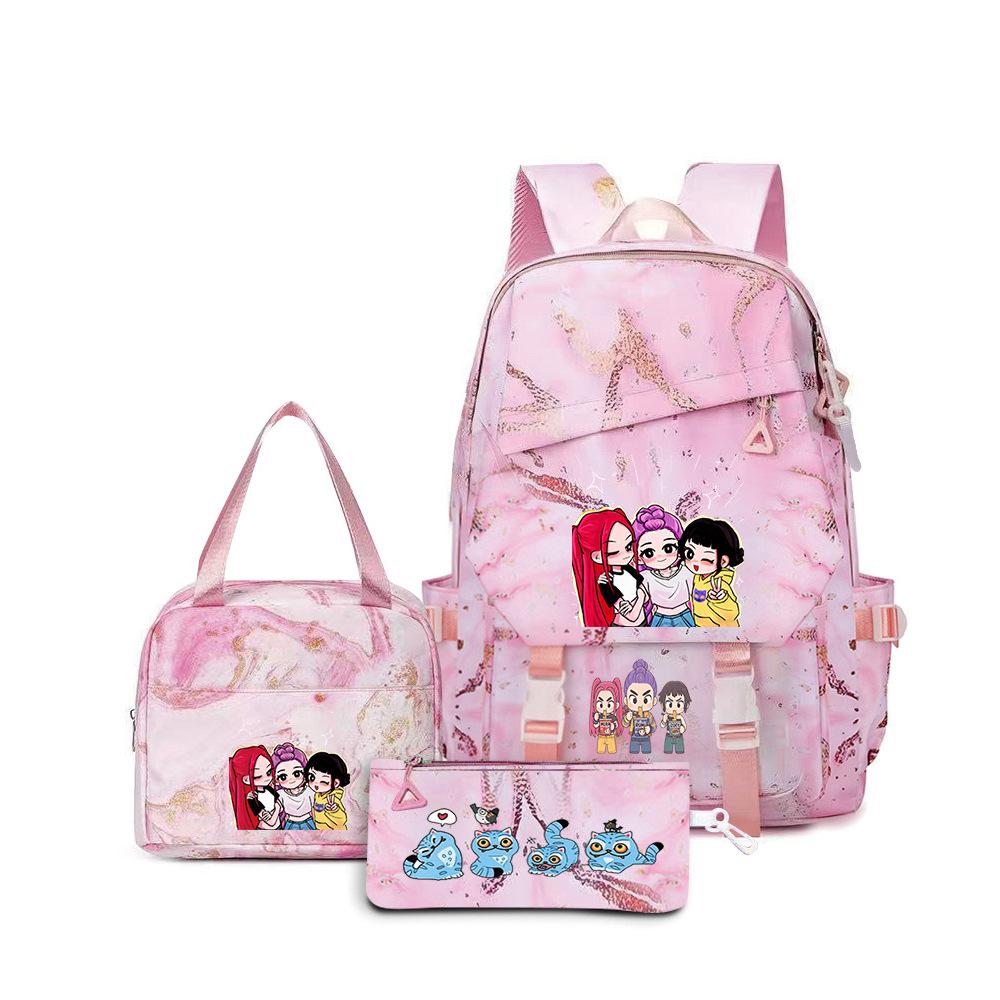 School Season Printed Student Schoolbag Backpack Shoulder Pencil Bag Three-Piece Set