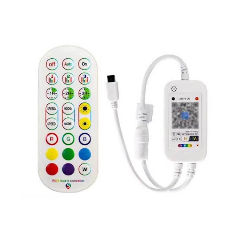 24-Tasten WiFi RGB LED Strip Controller mit IR-Fernbedienung & Smartphone-App-Kompatibilität