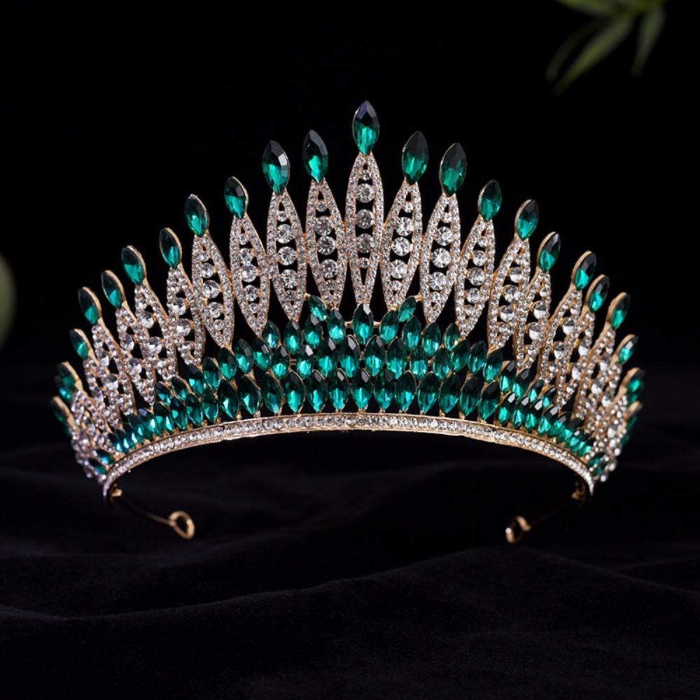 Luxury Zinc Zinc Alloy Princess Crown Sparkling Rhinestone Diadem Girls Party Headbands  Stage Performances