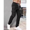 Herrenhose mit Seitentaschen, Cargo-Haremshose, Reißverschluss, Schwarz, Hip Hop, lässige Jogginghose für Männer, Mode, lässige Streetwear-Hose