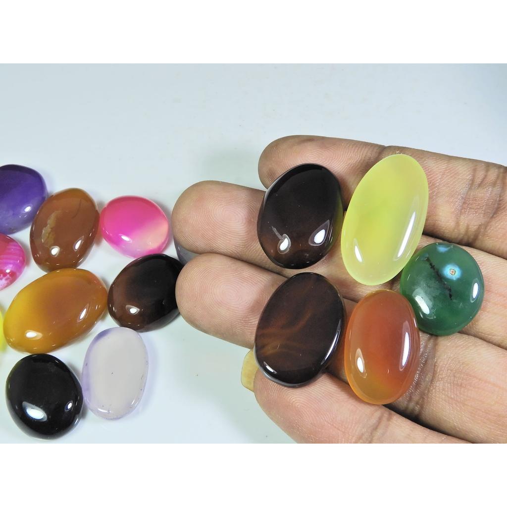 276Cts. Natural Onyx Agate Ring Size Oval Cabochon Loose Gemstone 15Pcs Lot A-649