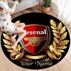Arsenal F Benutzerdefinierter Name Runder Teppich, Teppich für Wohnzimmer Schlafzimmer Sofa Spielzimmer Dekoration, Rutschfeste Fußmatte