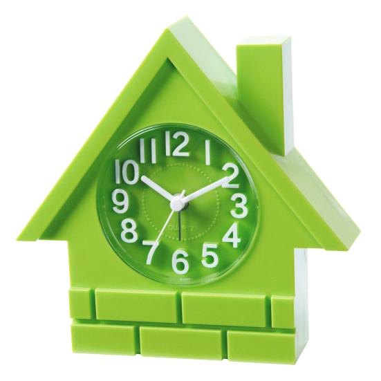 

Аналоговые часы-будильник, широко применяемые, длительный срок службы, сплошной цвет, отличный настольный компьютер, маленькая хижина, будильник, игольчатые часы для офиса зелёный