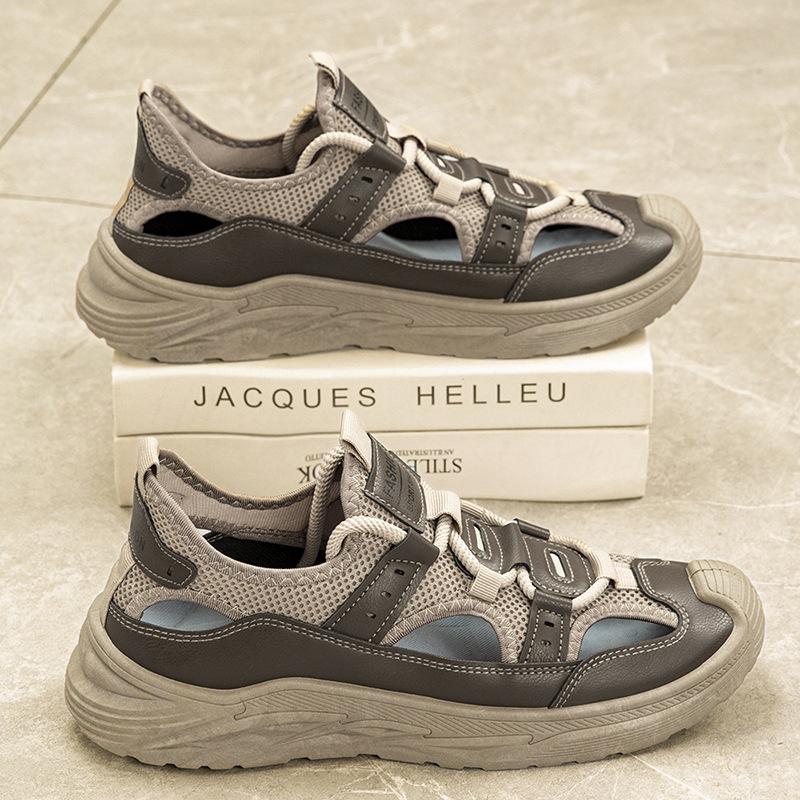 

Мужские сандалии 2025 лето верхняя одежда сумка голова нескользящие и износостойкие повседневные дышащие спортивные уличные сандалии с полыми отверстиями 44