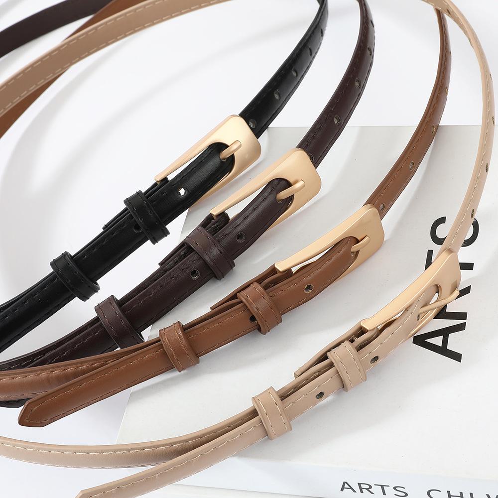 Korean Chic Retro Leather Belt: Slim, Versatile Waist Accessory for Women