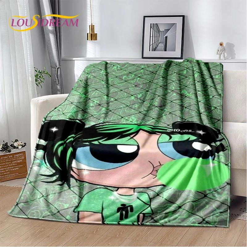 Kreskówkowy Słodki P-Powerpuff Girl Miękki Koc Flanelowy na Łóżka Sypialnia Sofa Piknik, Koc Narzuta do Przykrycia na Zewnątrz Rekreacja Drzemka Prezent