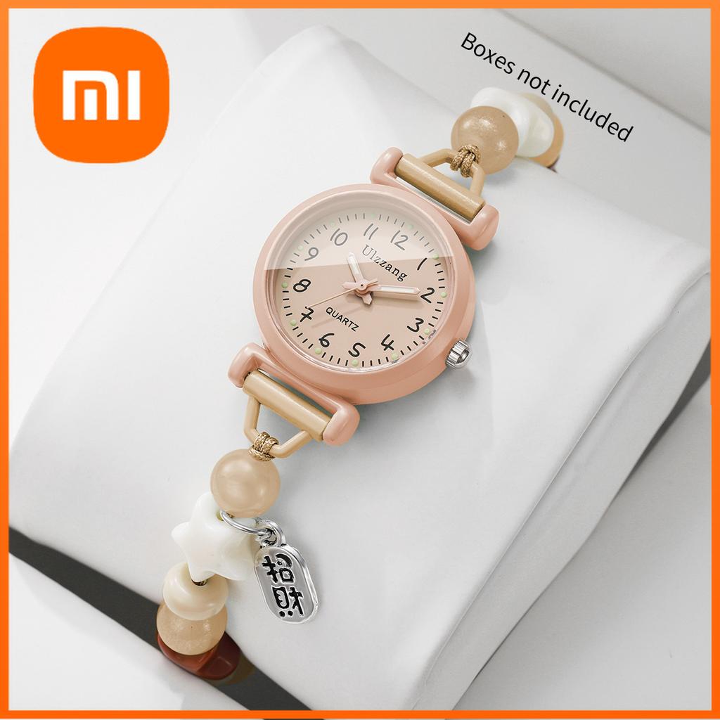 Xiaomi Fashion Women Round Dial Quartz Watch Adjustable Beaded Chain Bracelet Watches Relogio Feminino Girls Clock Gift (Without Box)