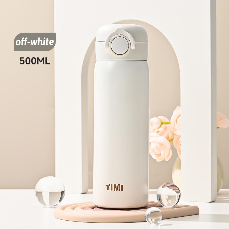 500ml Thermos Large Capacity Stainless Steel Thermal Water Bottle Portable Vacuum Cup with Handle Double-layer Travel Tumbler