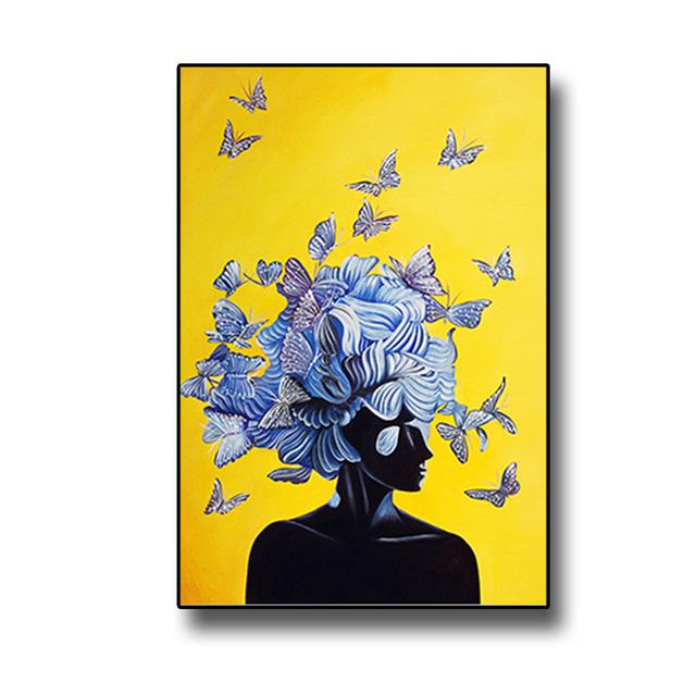 

Картина для интерьера Современный постер с изображением женщины с бабочкой Картина на холсте для дизайна дома Безрамные художественные принты без рамки 21*30cm No Frame