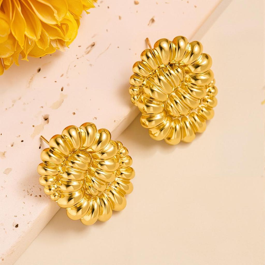 Geometric Irregular 18k Gold Titanium Steel Earrings for Women