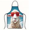 1pc Adorable Lamb Face Apron with Glasses - Cute Lamb Chef Apron Suitable for Cooking, Baking, Durable Polyester Apron for &, Perfect Christmas Gift F