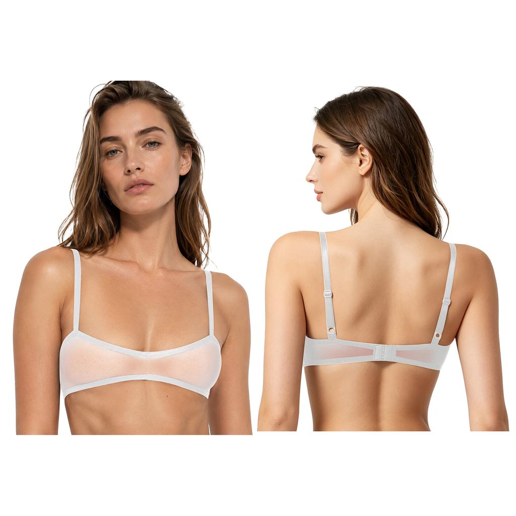 S-3XL Sheer Mesh Bralette Top Wirefree Unlined Mini Lingerie Nightwear for Dating Night Sleepwear