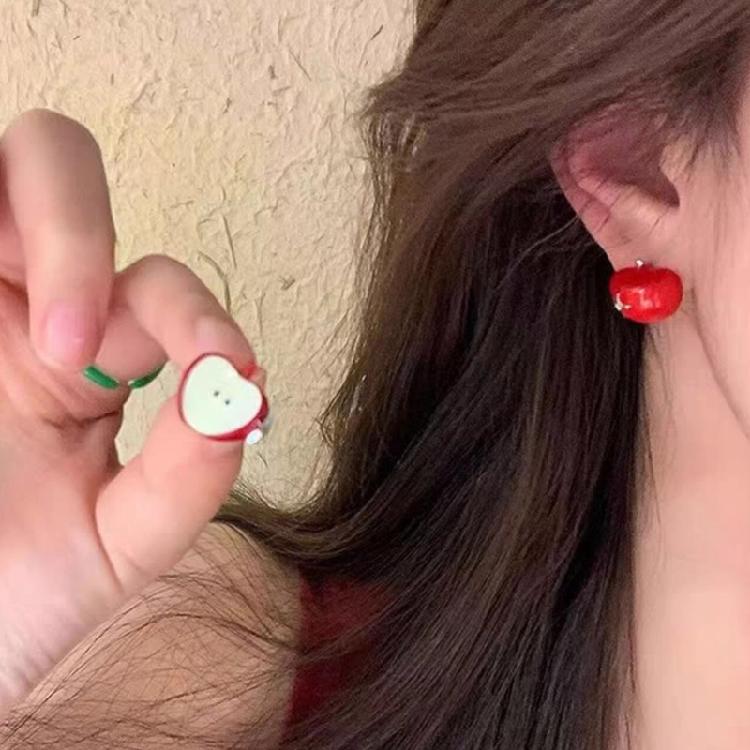 Allergy Resistant Starry Apples Stud Earrings Easy Clasp Alloy Jewelry for Party Outfits Everyday Use