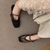 Fashion New Retro Flat Shoes Summer New Square Toe Fishing Net Breathable Hollow Outside Wear Slip-on Baotou Half Slippers