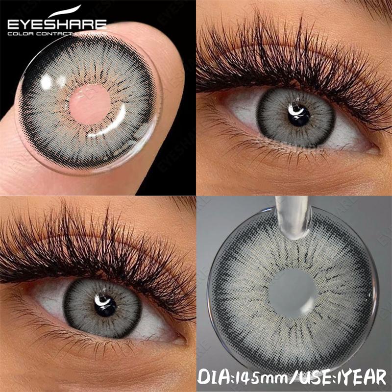 EYESHARE Color Contacts Lenses for Eyes 1Pair Blue Contact Gray Pupils Brown Eye Contacts Beauty Makeup Green Lenses Yearly