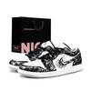 Air Jordan 1 Abrasion Resistant Low Top Vintage Basketball Shoes Unisex Black White FQ7687-300(Team1053-LD)