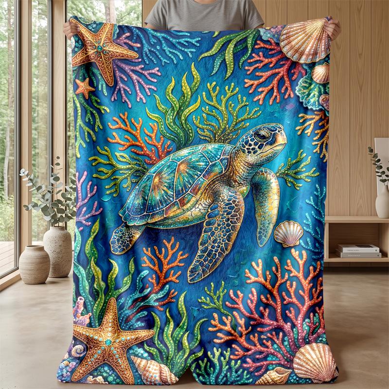 Oceanic Adventure Theme Blanket Lightweight Warm Flannel Blanket Decorative Throw Blanket for Home Decoration